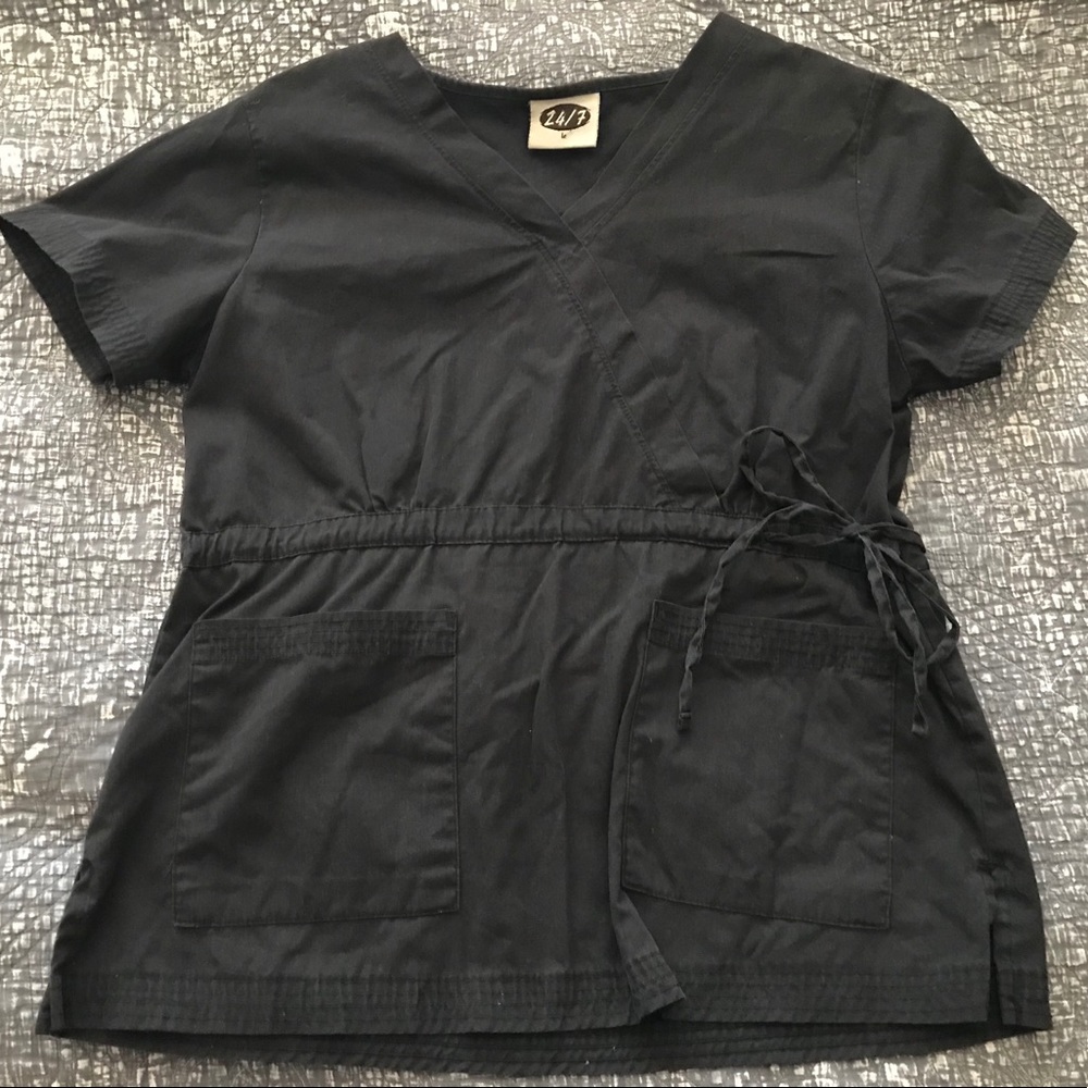 Black tie waist Large scrub top